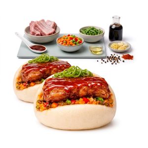 BAO RELLENO DE WOK COSTILLA BBQ 90gr/aprox, BANDEJA 12und (CAJA 2 BANDEJAS)