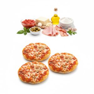 MINI PIZZAS JAMON Y BACON 13gr BOLSA 50und (CAJA 2 BOLSAS)