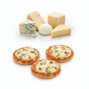 MINI PIZZAS 4 QUESOS 13gr BOLSA 50und (CAJA 2 BOLSAS)